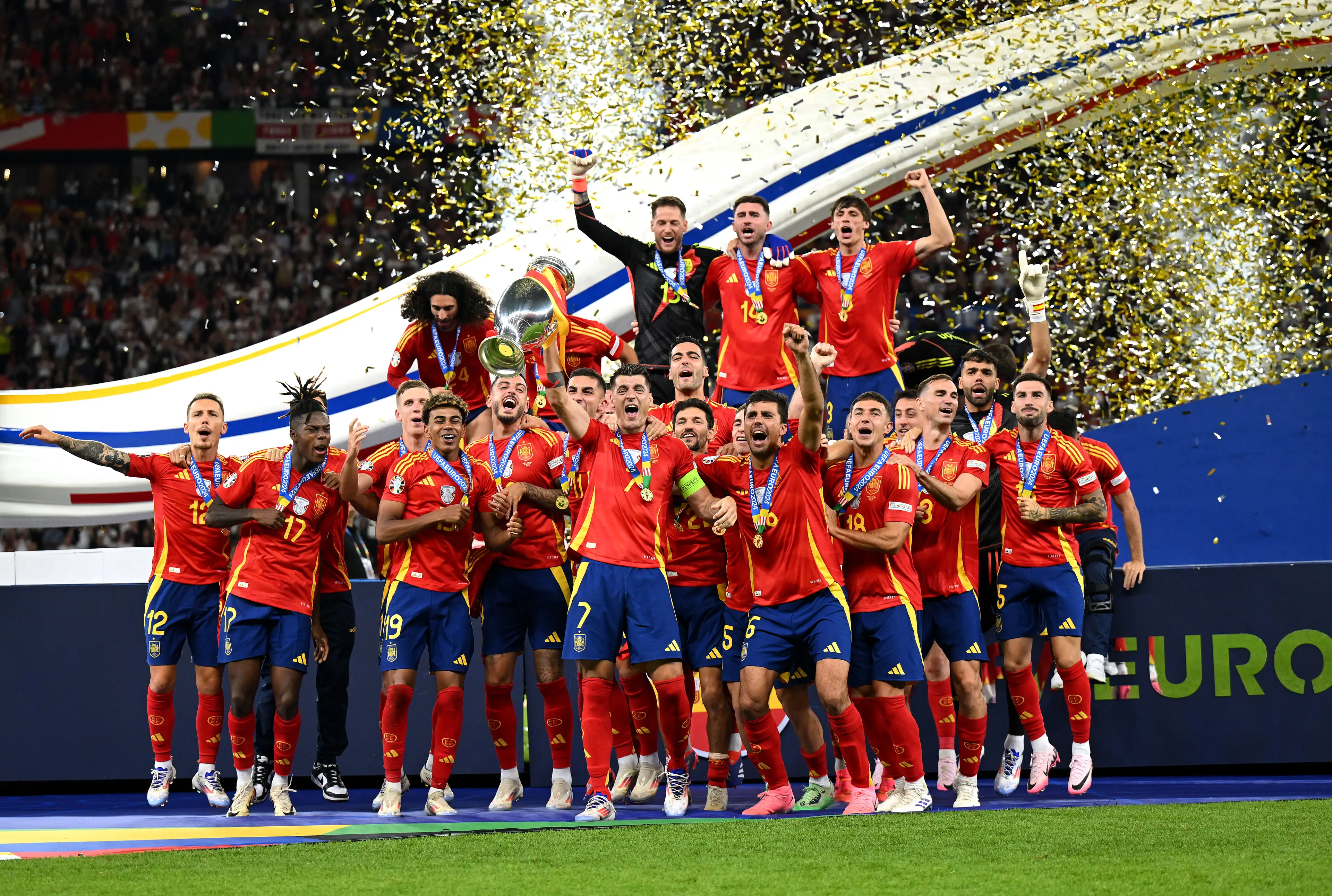 The dreaded final whistle indicated Spain's win. (Michael Regan - UEFA/UEFA via Getty Images)