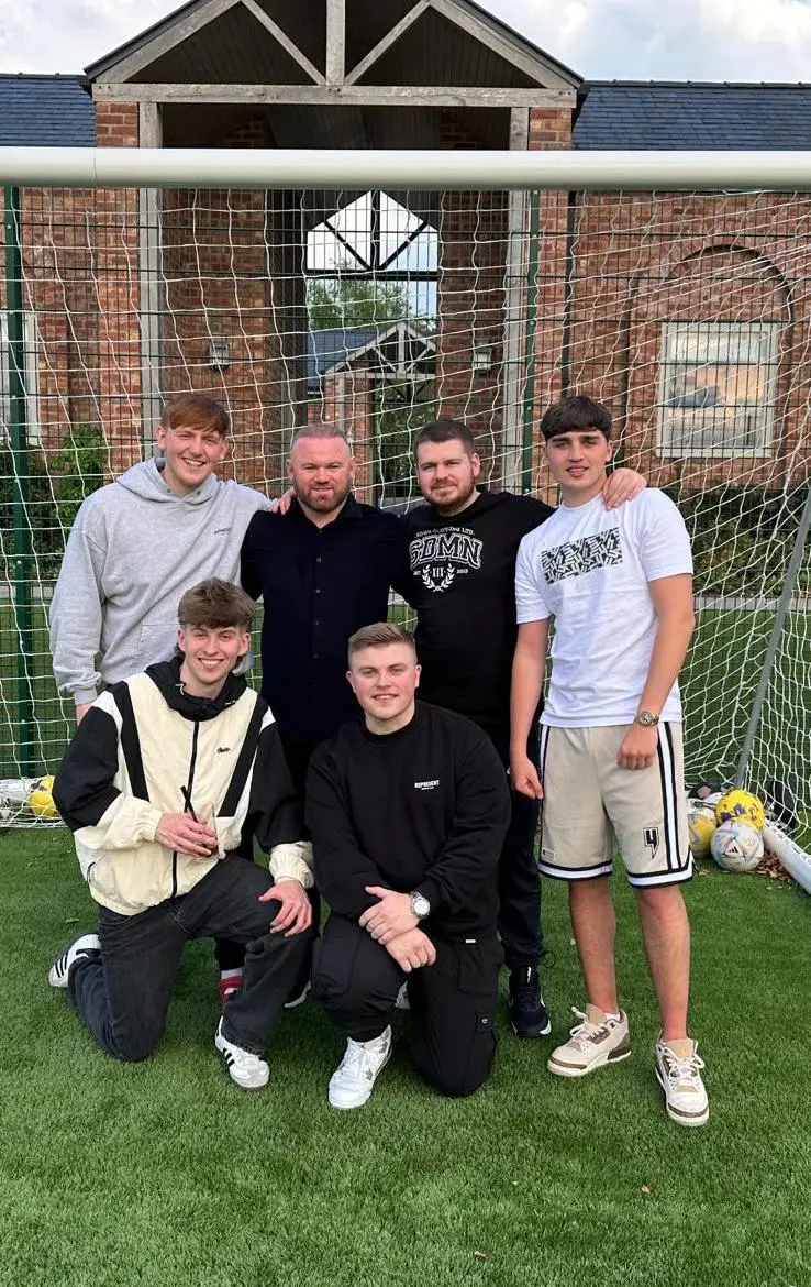 Members of the Girth n Turf FC team at Wayne Rooney's house (X/@GNTFC_Official)