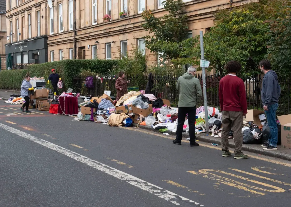 Her stuff was just left piled in the road.