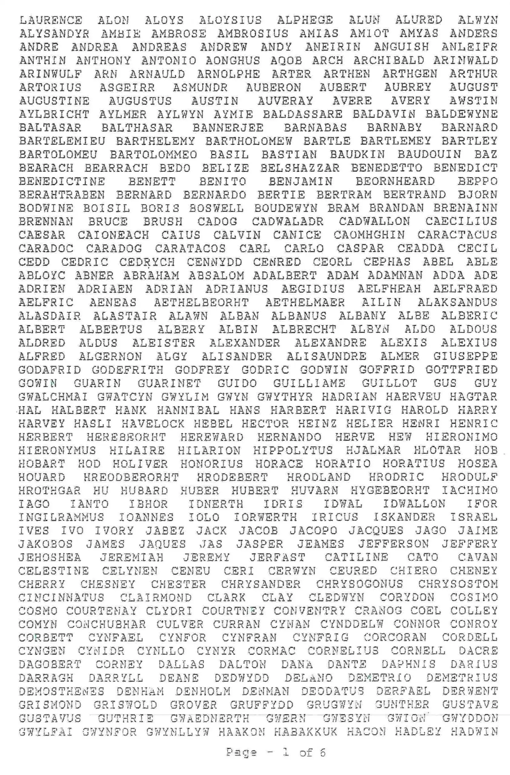 Page one of Watkins' colossal name.