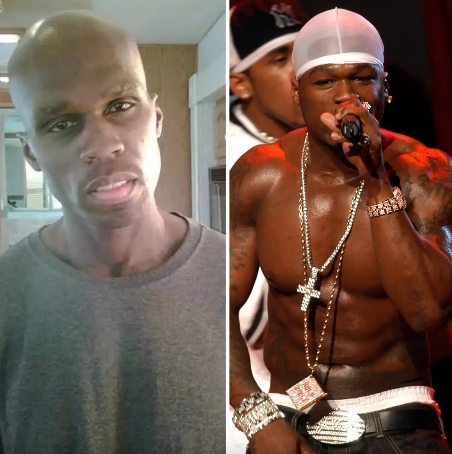 50 Cent looked almost unrecognisable in the role (X/@50Cent/Steve Grayson/WireImage for BET Entertainment)