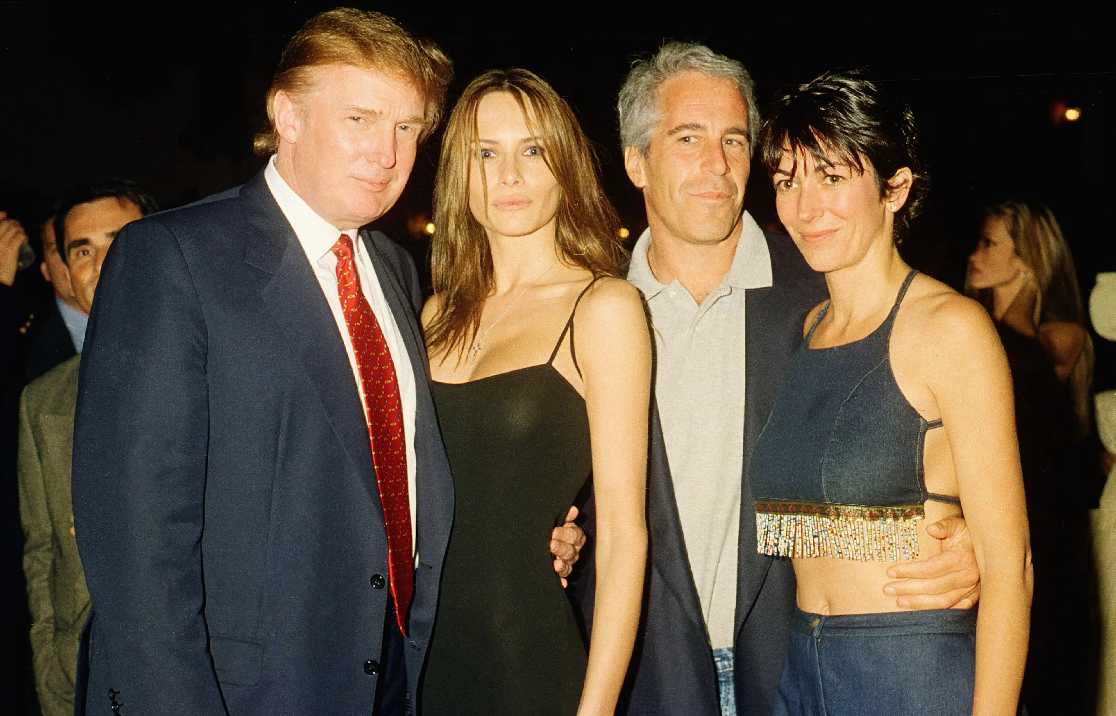 Trump pictured with Melania, Epstein, and Maxwell at Mar-a-Lago in 2000 (Davidoff Studios/Getty Images)