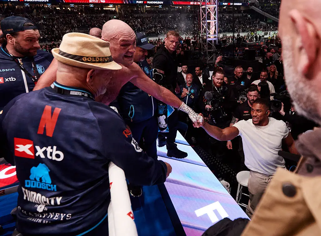 Anthony Joshua showed up to watch Tyson Fury's latest fight, now Fury wants to fight Joshua (Mark Robinson/Getty Images)