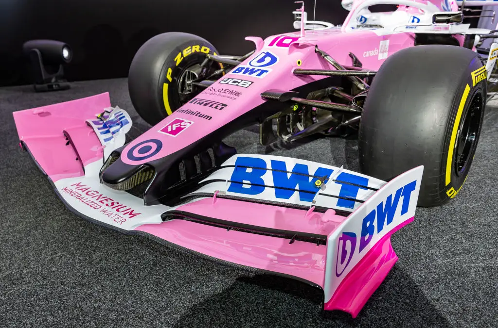 The group were accused of causing criminal damage to a BWT Racing Point F1 Team car (JOHANN GRODER/EXPA/AFP via Getty Images)