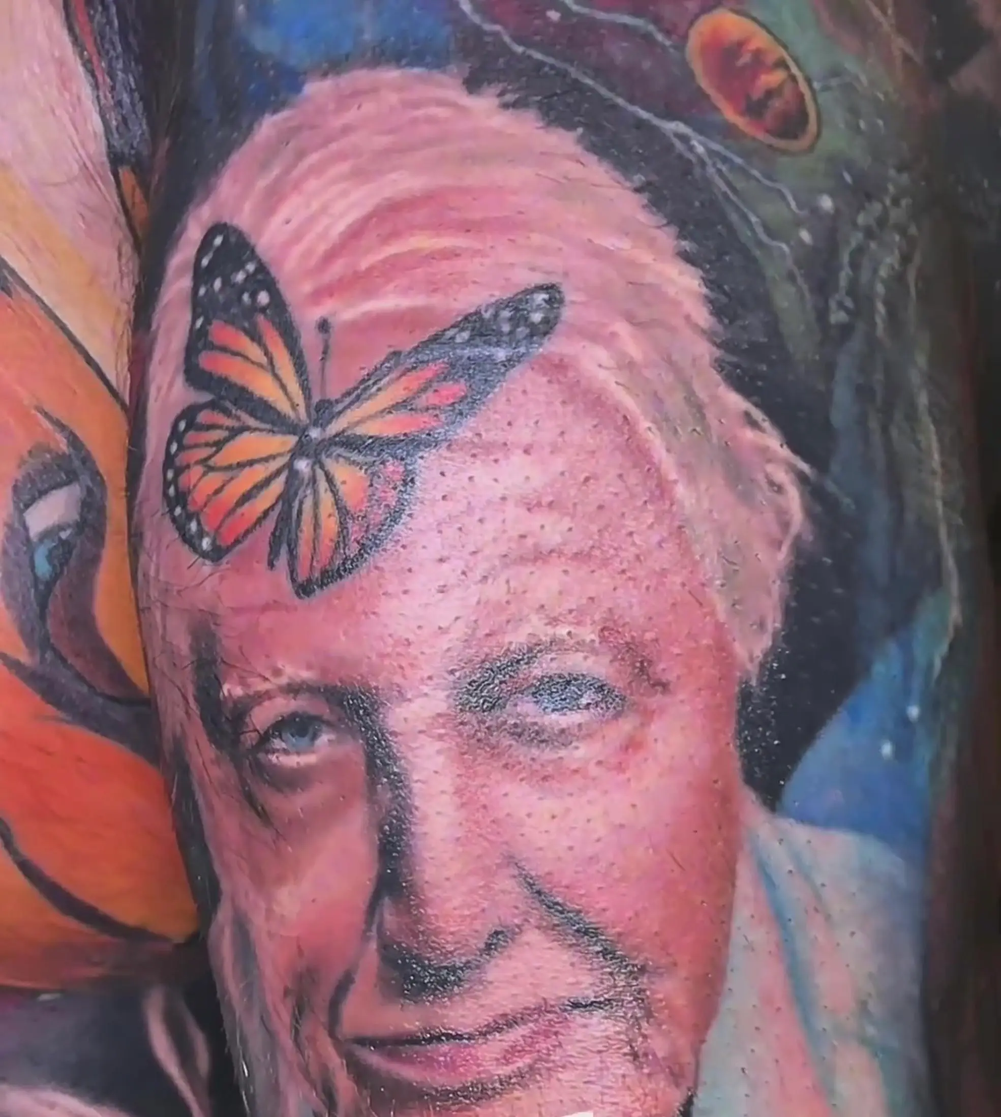 Danny says his David Attenborough tattoo is often mistaken for an inking of Donald Trump or Boris Johnson (Kennedy News and Media)