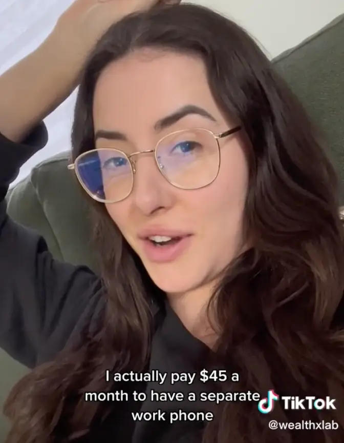 Vanessa pays $45-a-month for her work phone.