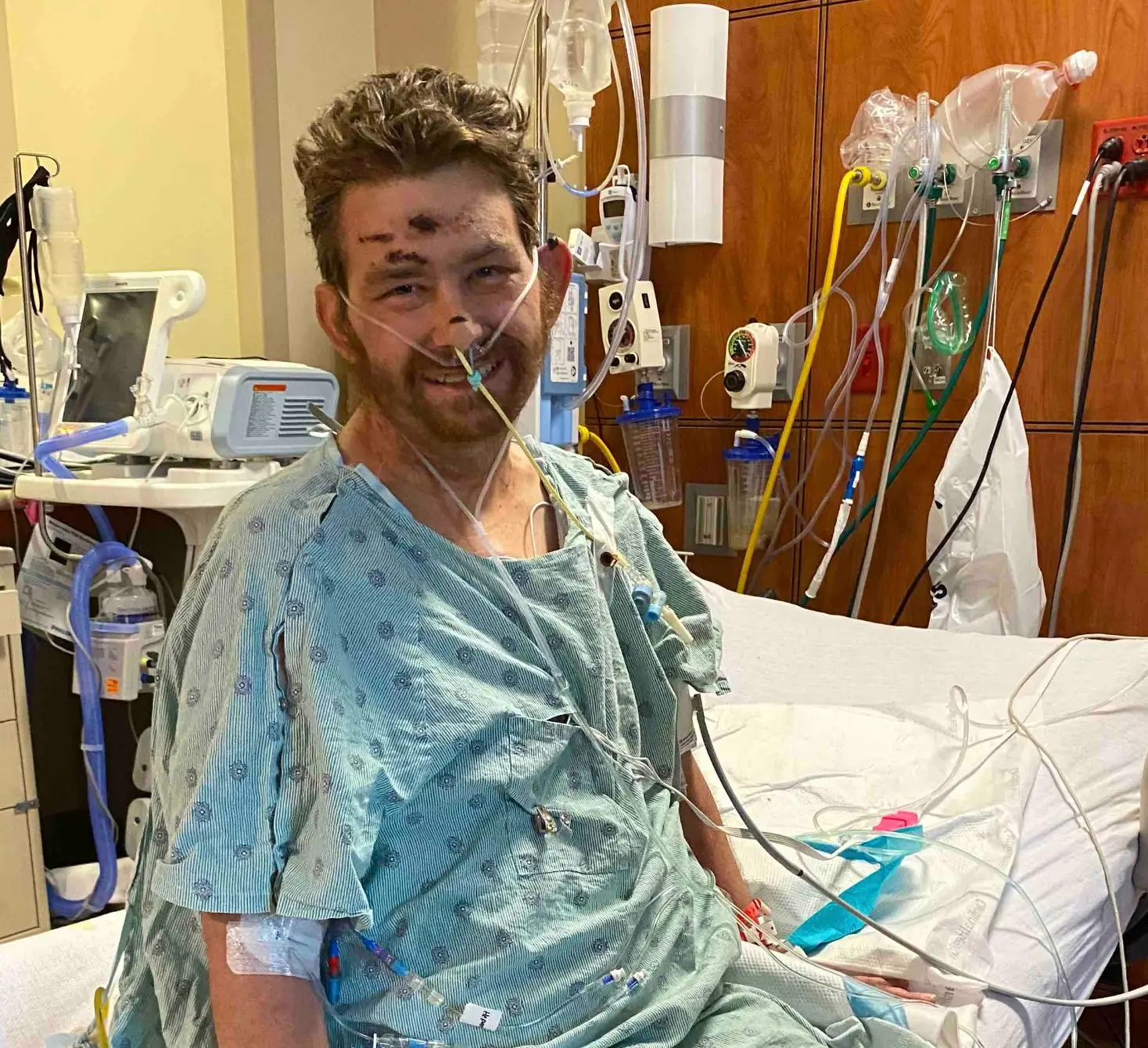 Miraculously, he defied the odds and woke up from a medically-induced coma (GoFundMe)