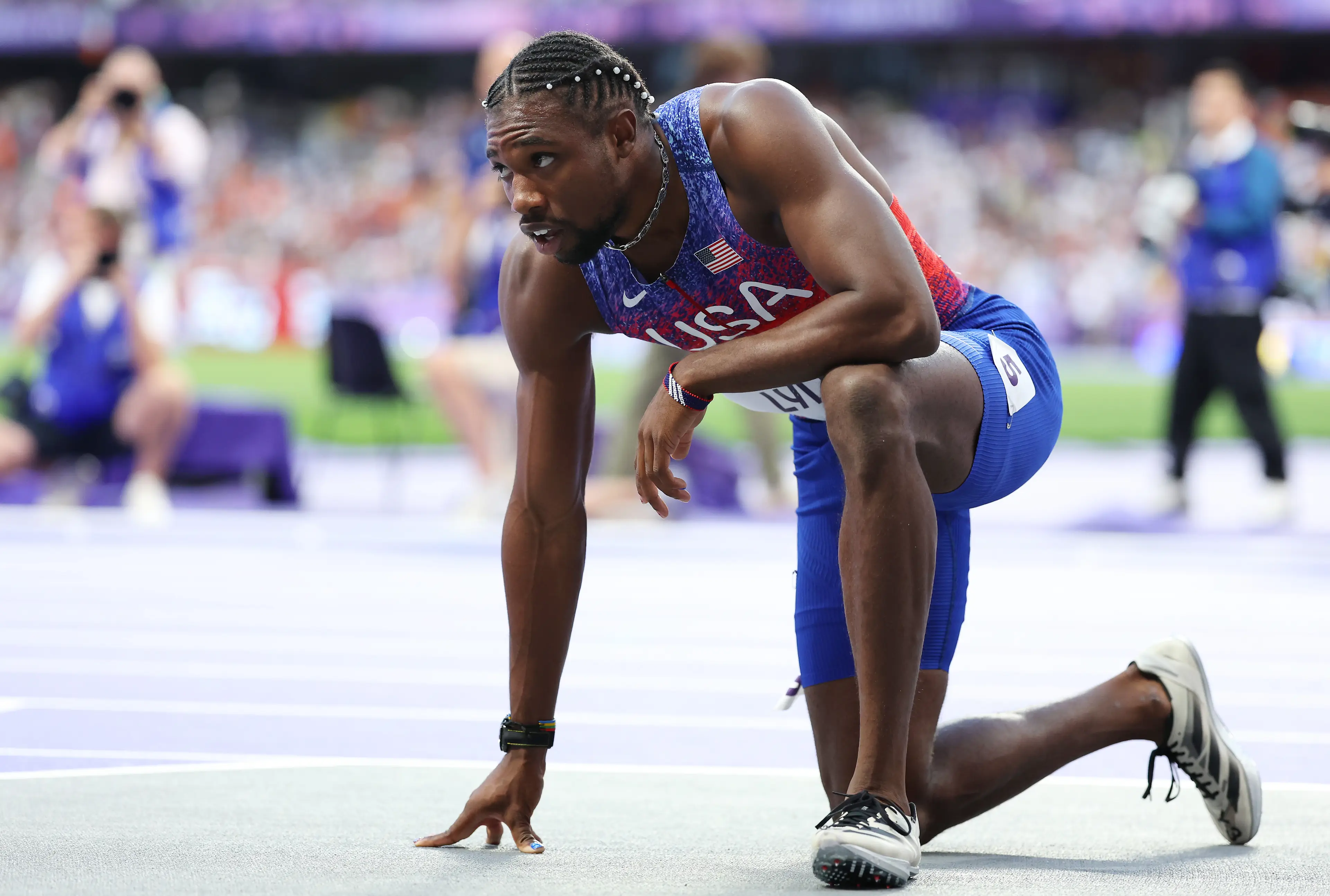 Noah Lyles cinched the bronze medal in the 200m final at the Paris Olympics (Hannah Peters/Getty Images)