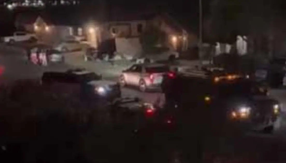 Armoured police vehicles turned up to the Vegas house on Monday.