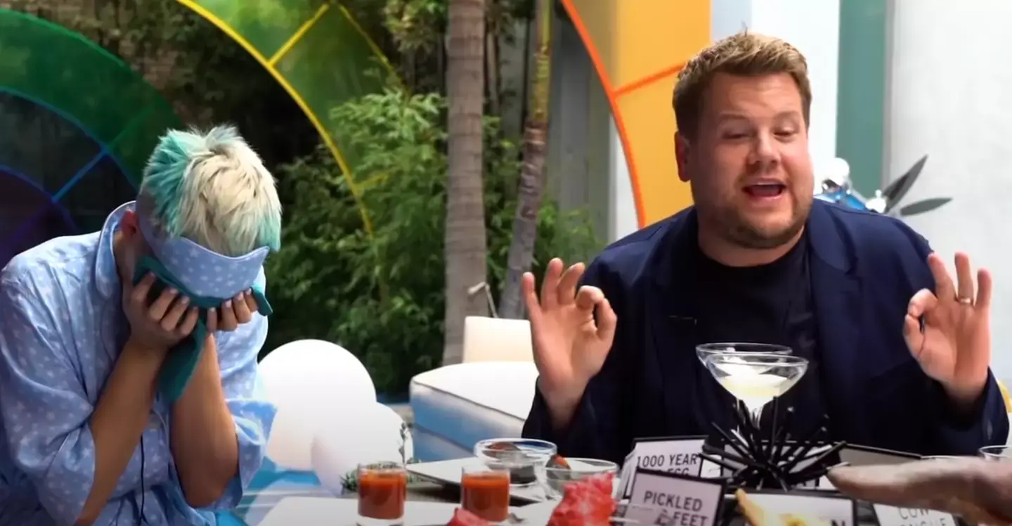 Perry was not a fan of the question (YouTube/The Late Late Show with James Corden)