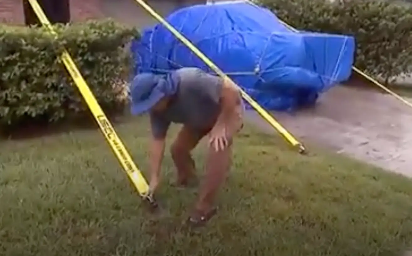 Florida man Pedro Casares strapped his house down in preparation for Hurricane Milton. (Spectrum News 9)