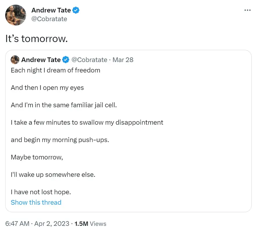 First he was pacing around his house with a cigar, now he's posting cryptic stuff onto Twitter.