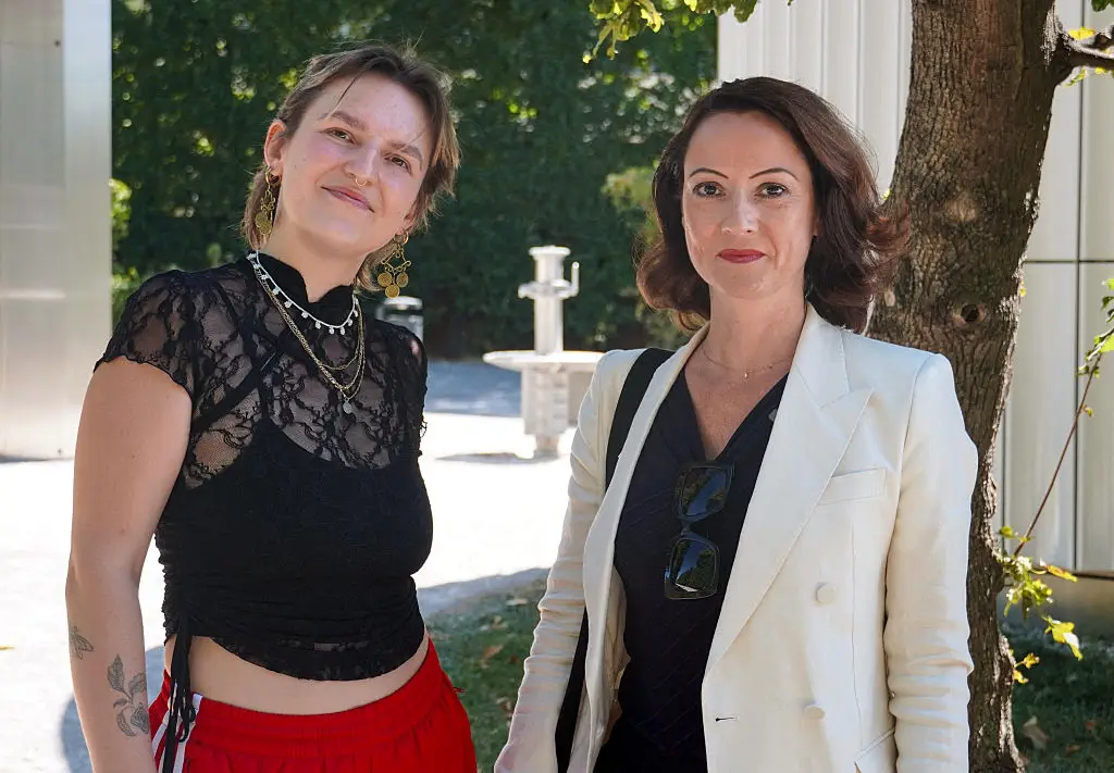 Ms Gradik and her lawyer Petra Laback (PATRICK SIEBER / AFP via Getty Images)