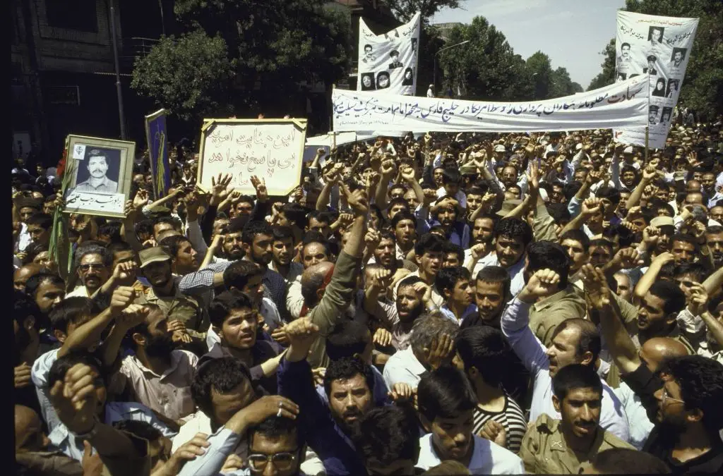 An anti-US demonstration in Iran after the USS Vincennes shot down an Iranian Airbus (Barry Iverson/Getty Images)