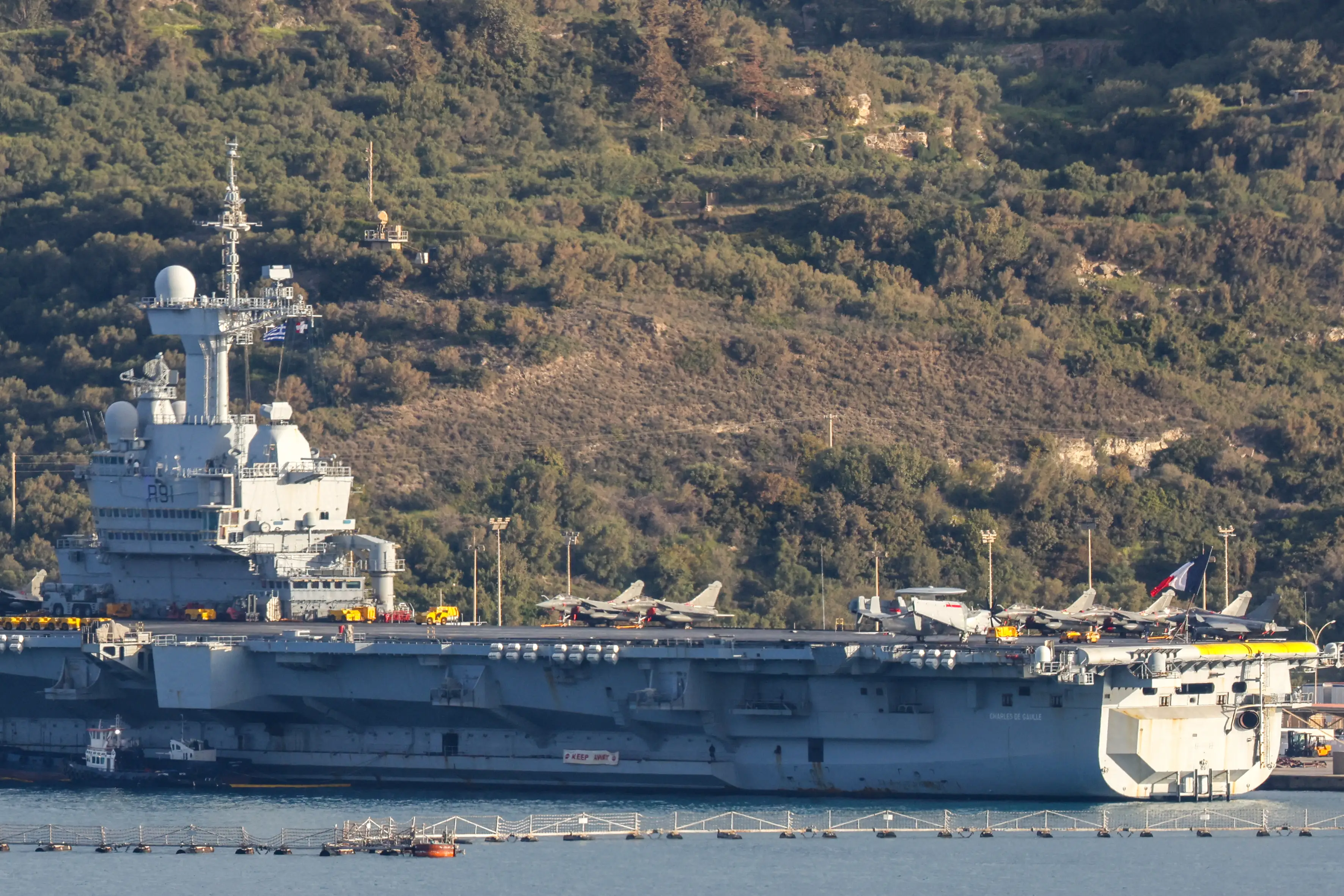 One person also gave away the location of the French aircraft carrier Charles de Gaulle while it was at sea (Costas METAXAKIS / AFP via Getty Images)