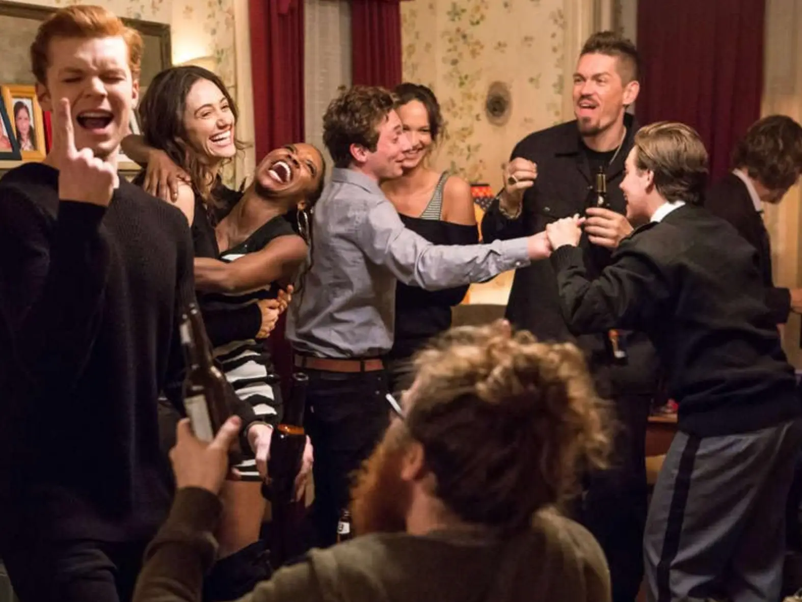 Rossum did not address rumours she has fallen out with the cast, saying she 'loved' her co-stars, heaping praise on Allen-White (Showtime)