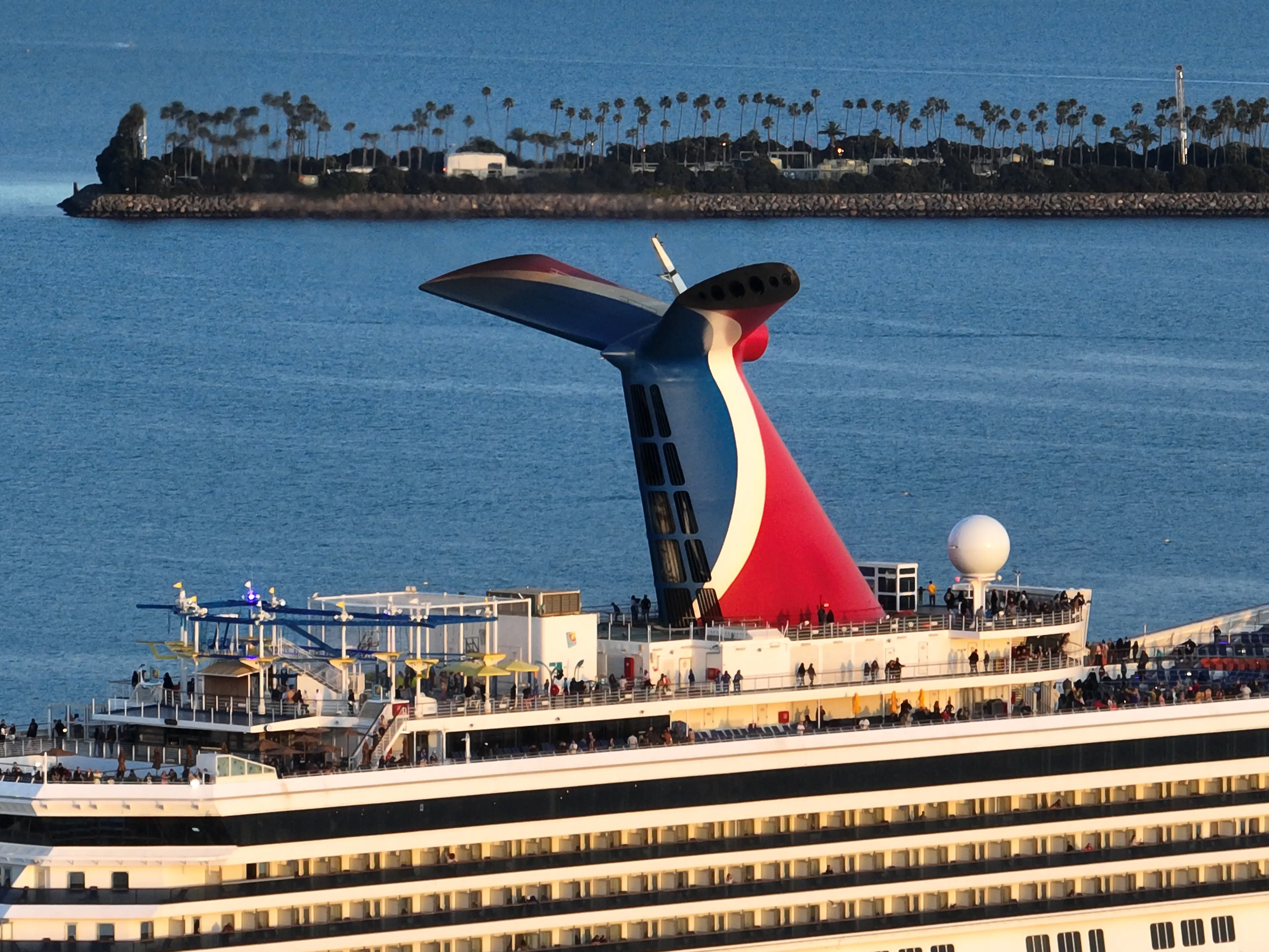 The Carnival Cruise Line brand ambassador said they would 'always take you to places where we have done due diligence' (Allen J. Schaben / Los Angeles Times via Getty Images)