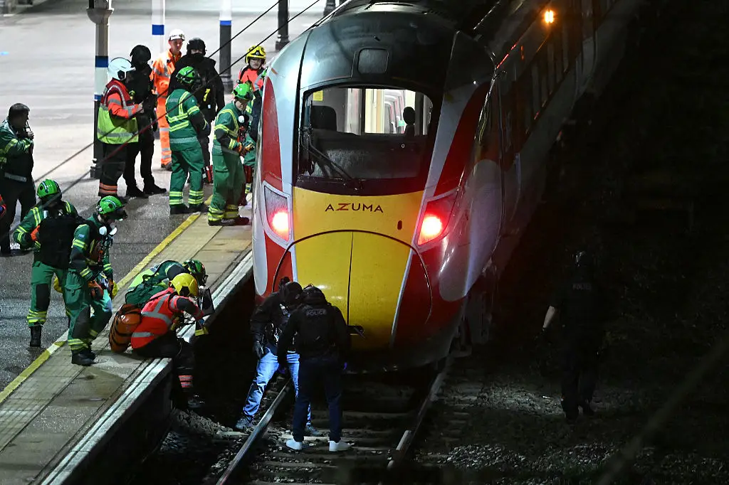 Police were called to Huntingdon station on Saturday following reports of multiple stabbings (JUSTIN TALLIS/AFP via Getty Images)