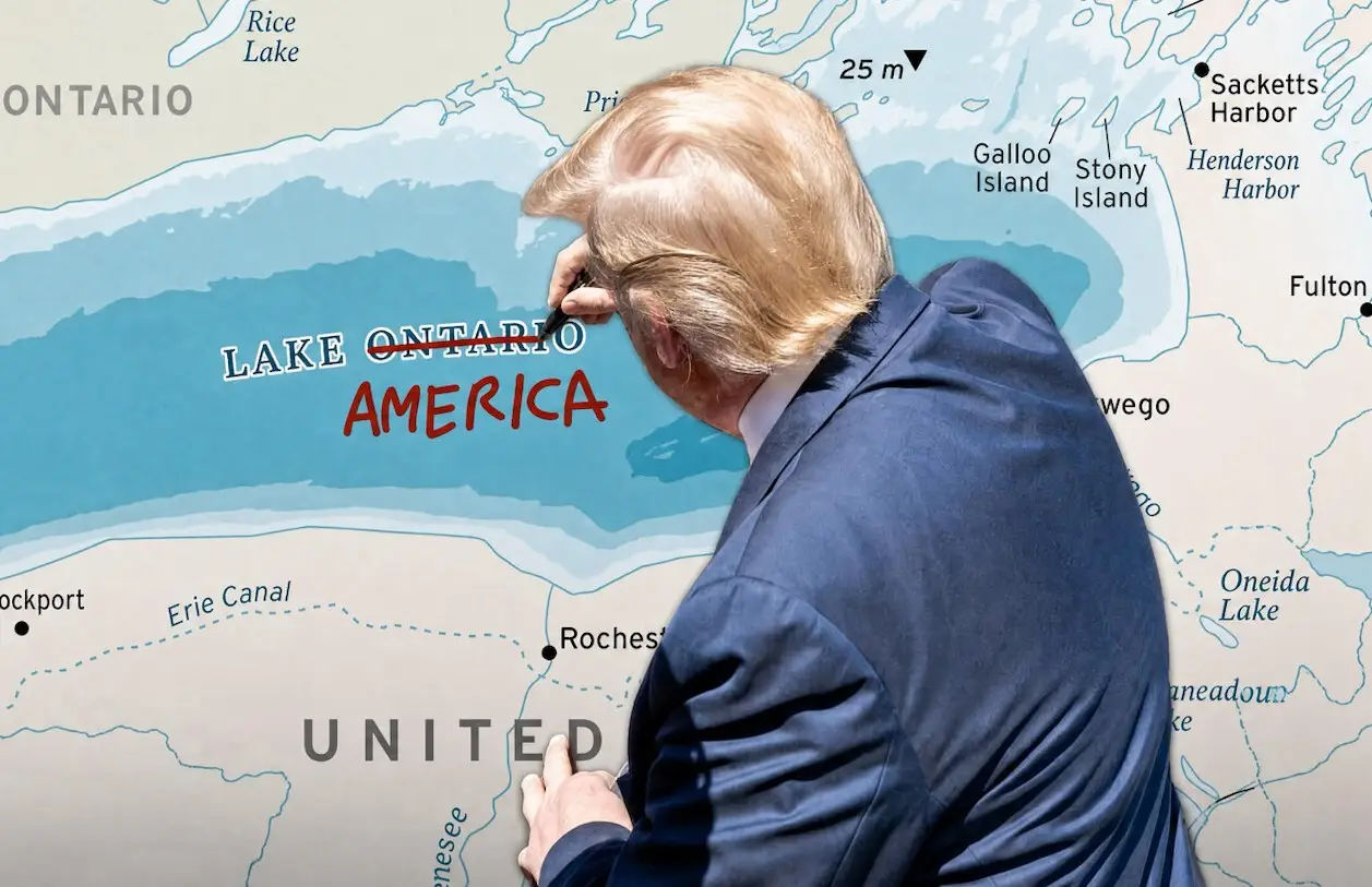 In an earlier post Trump provocatively renamed Lake Ontario to Lake America
