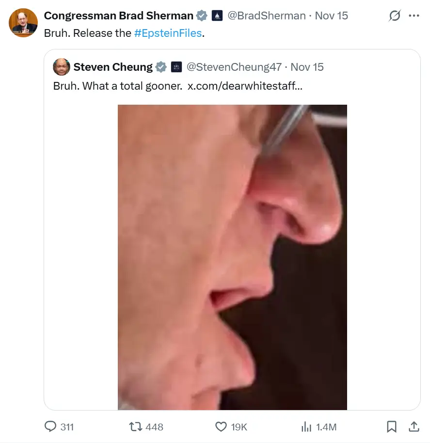 This was his response (X/@BradSherman)