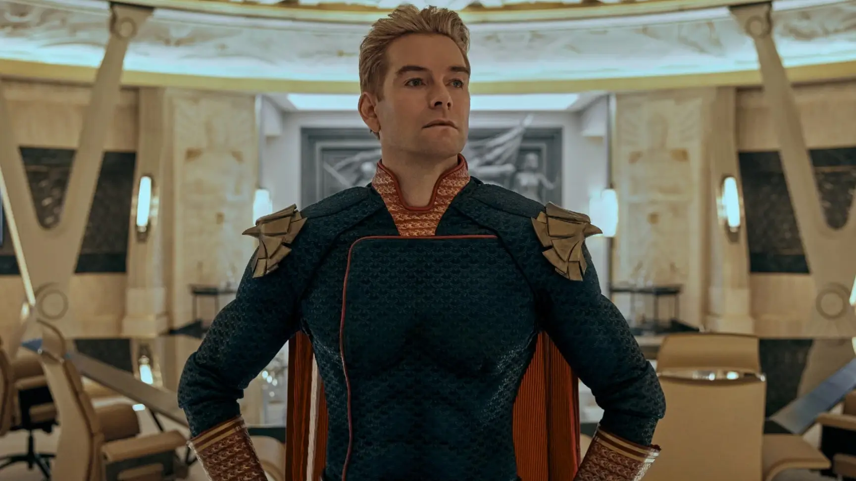 Antony Starr's Homelander is an evil superhero who cares only for his own ego and wishes he could kill all the people who don't like him.