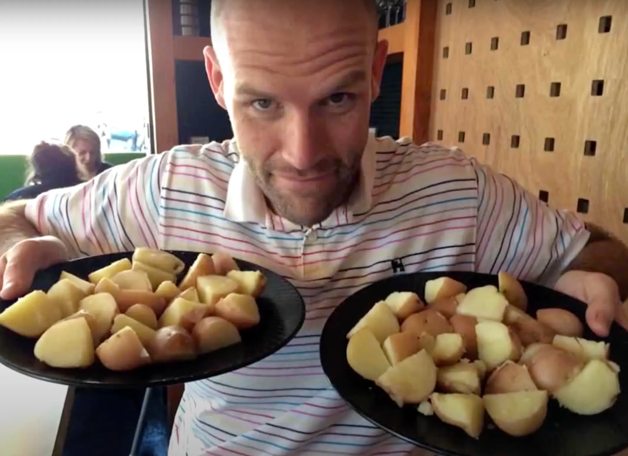 He mostly ate boiled potatoes 'like an apple' for the year (YouTube/9 News)
