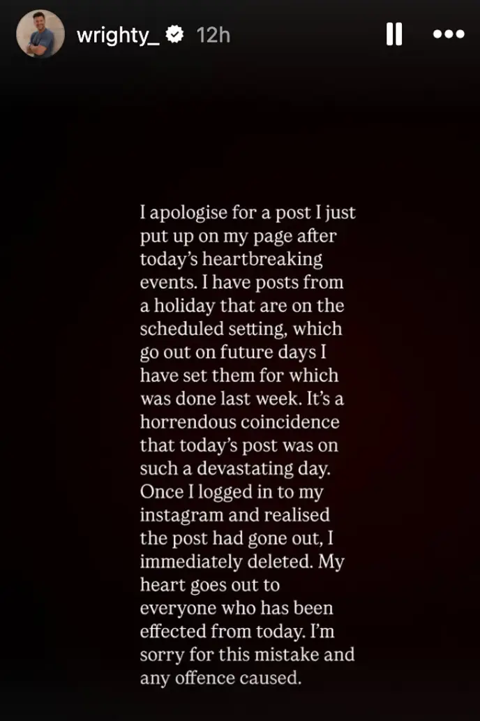 Mark Wright apologised for the post (Instagram/@wrighty_)