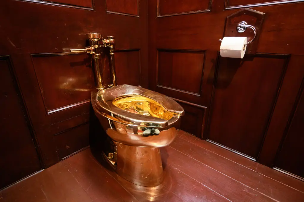 The gold toilet was worth millions. (Leon Neal/Getty Images)