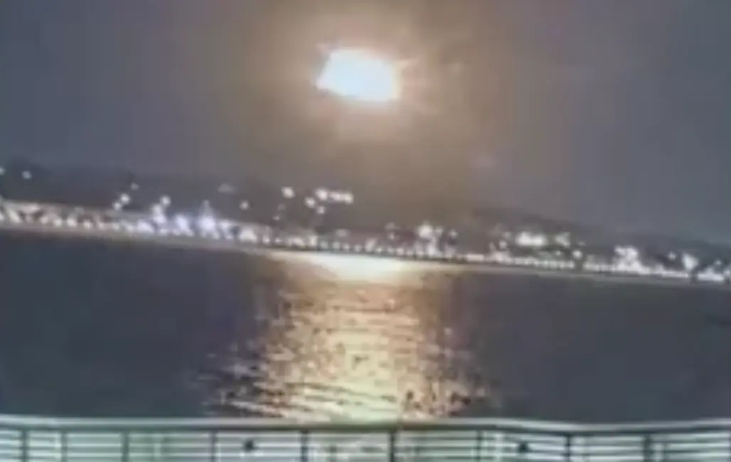 The aircraft can be seen igniting into flames mid-air (CNN)