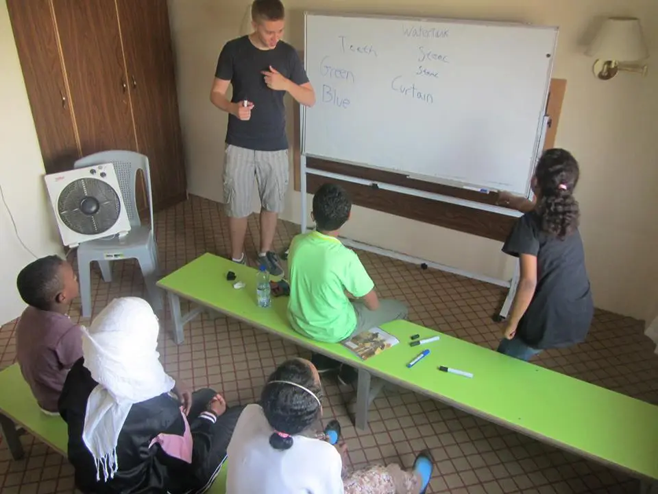 Sam took two years out to volunteer for NGOs in Jordan (Supplied)