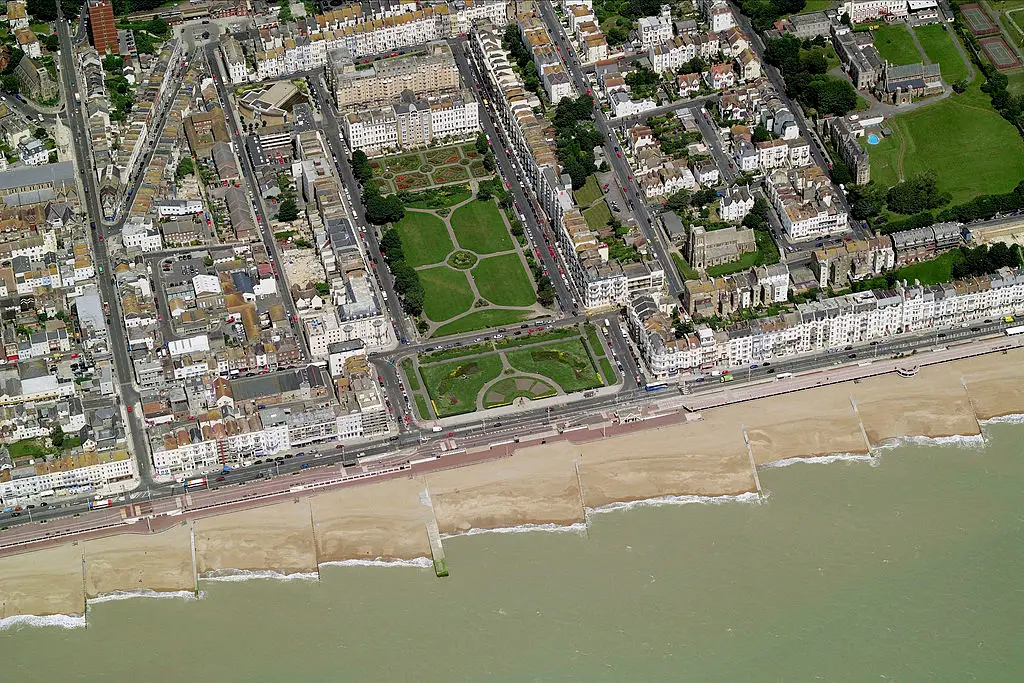 The emergency services were called to a beach in Hastings at the weekend after an amber weather warning had been issued, a man was declared dead (Blom UK via Getty Images)