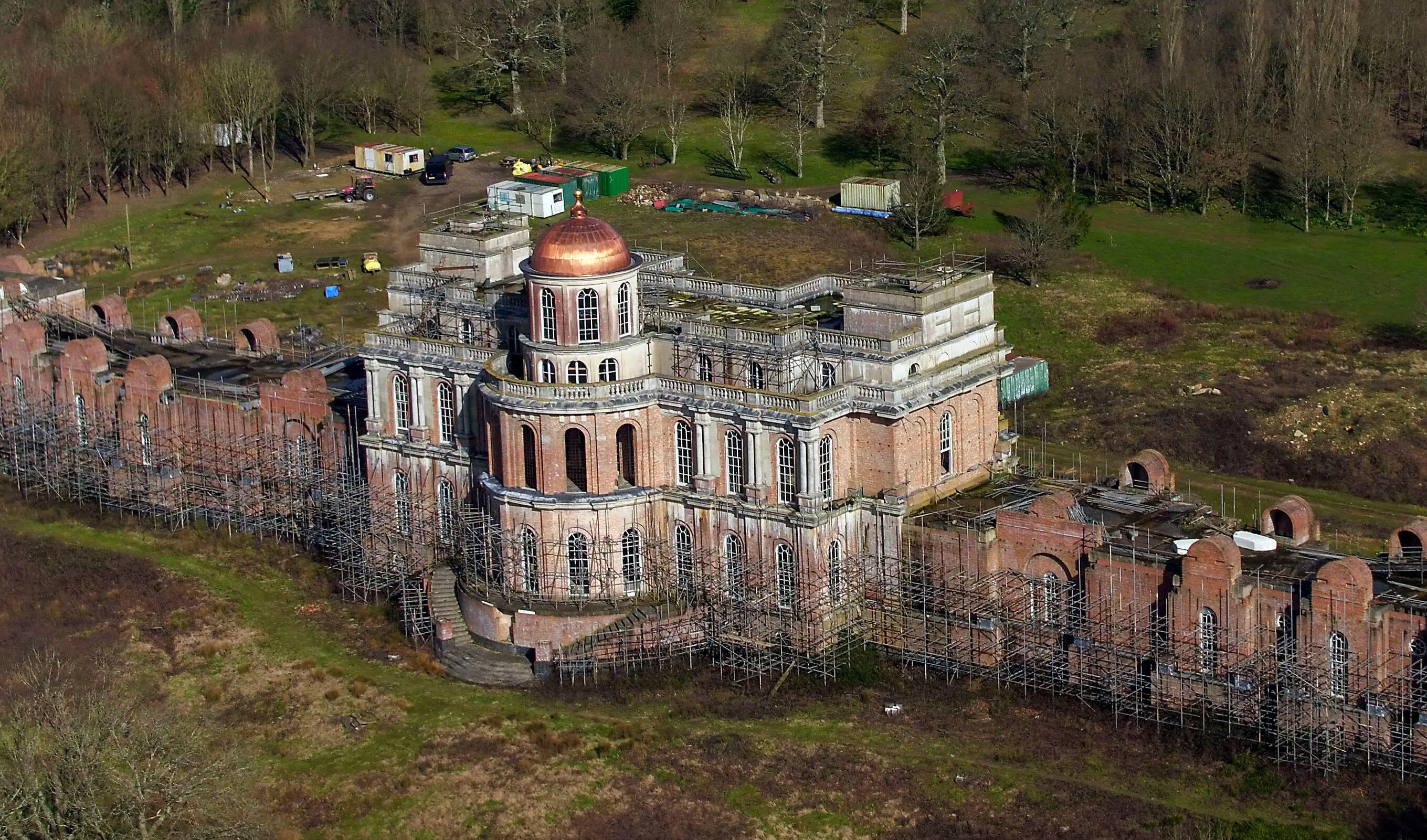 Hamilton Palace still has scaffolding up its walls.