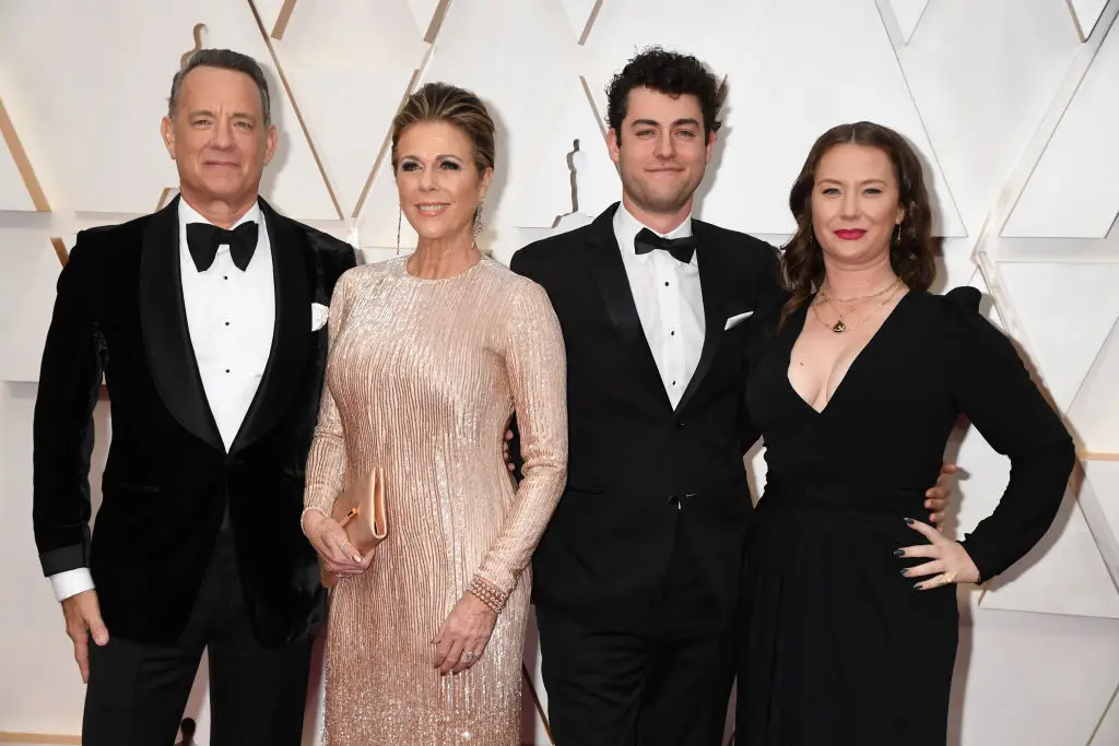 E.A. Hanks with her father Tom, his wife Rita Wilson and her half-brother Theodore (Jeff Kravitz/FilmMagic)