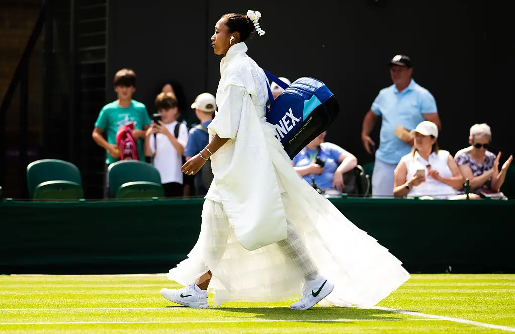 Naomi Osaka combined fashion and sport on the Wimbledon courts today (Robert Prange/Getty Images)