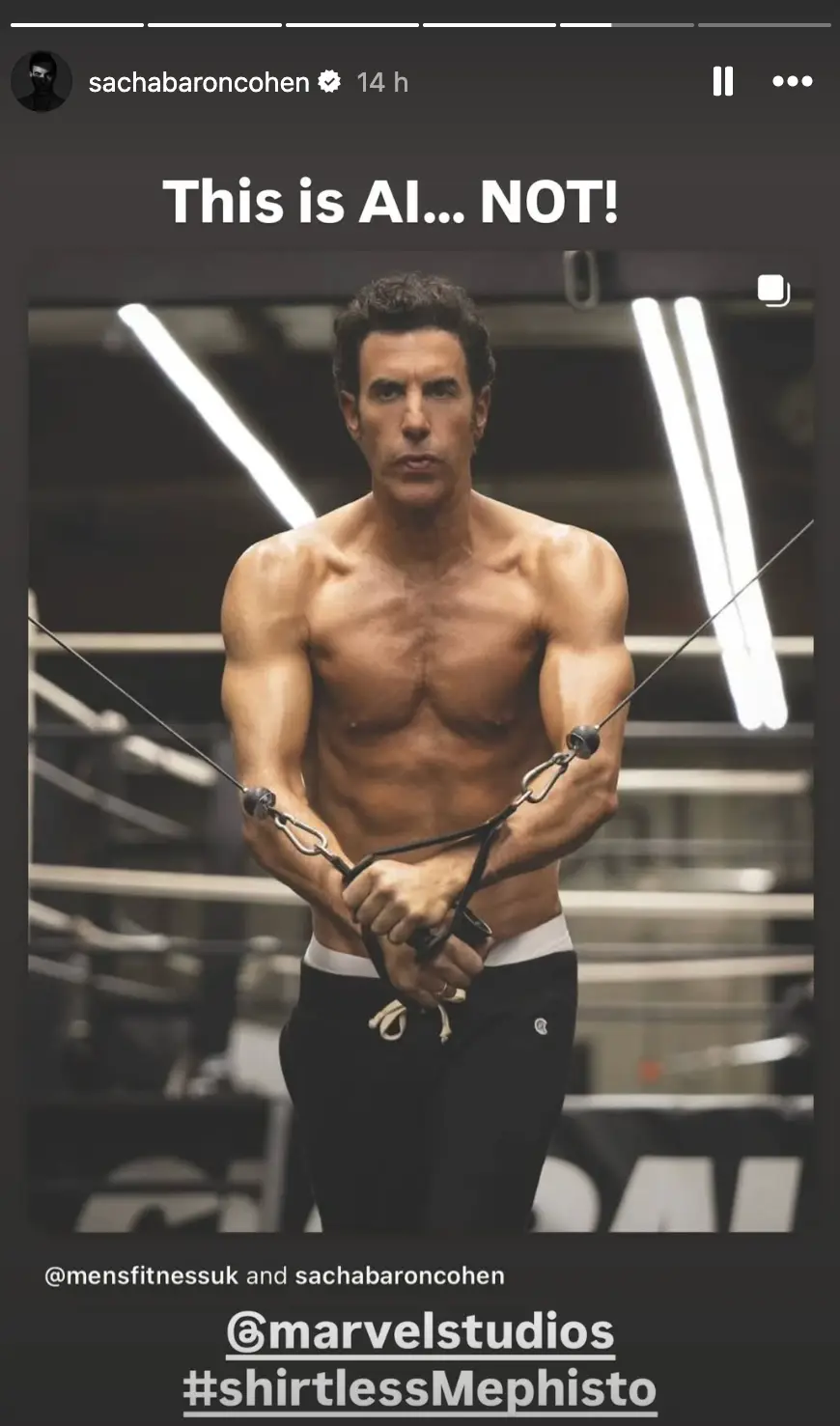 Baron Cohen made headlines this week for his body transformation post-divorce (Intsagram/@sachabaroncohen)