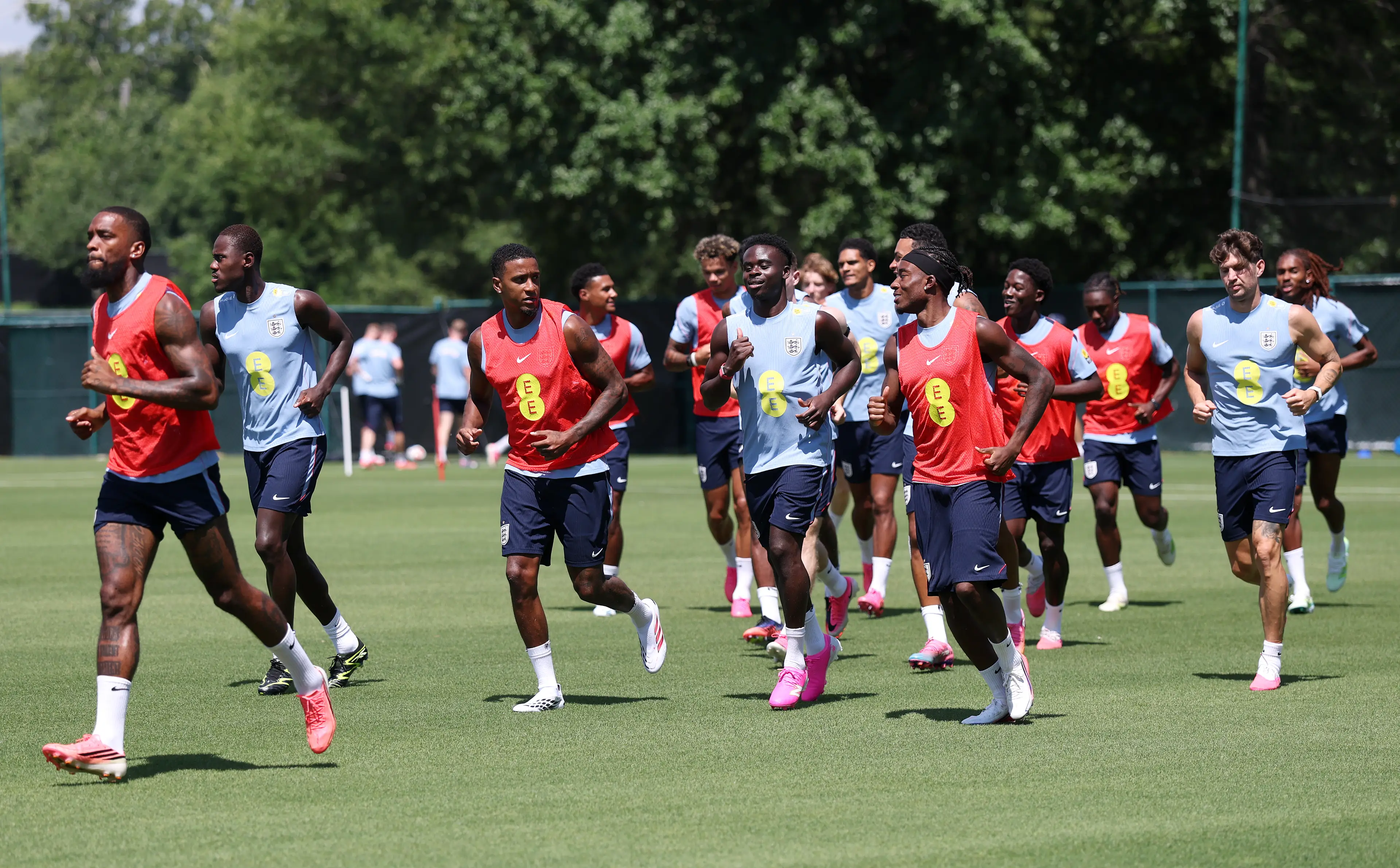 The Three Lions, seen training on Wednesday, have also encountered a couple of problems in the run up to the match (Richard Pelham/Getty Images)