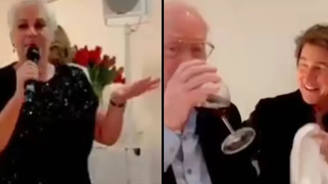 Denise Welch has Tom Cruise in stitches with dirty joke about Michael Caine at his 90th birthday party
