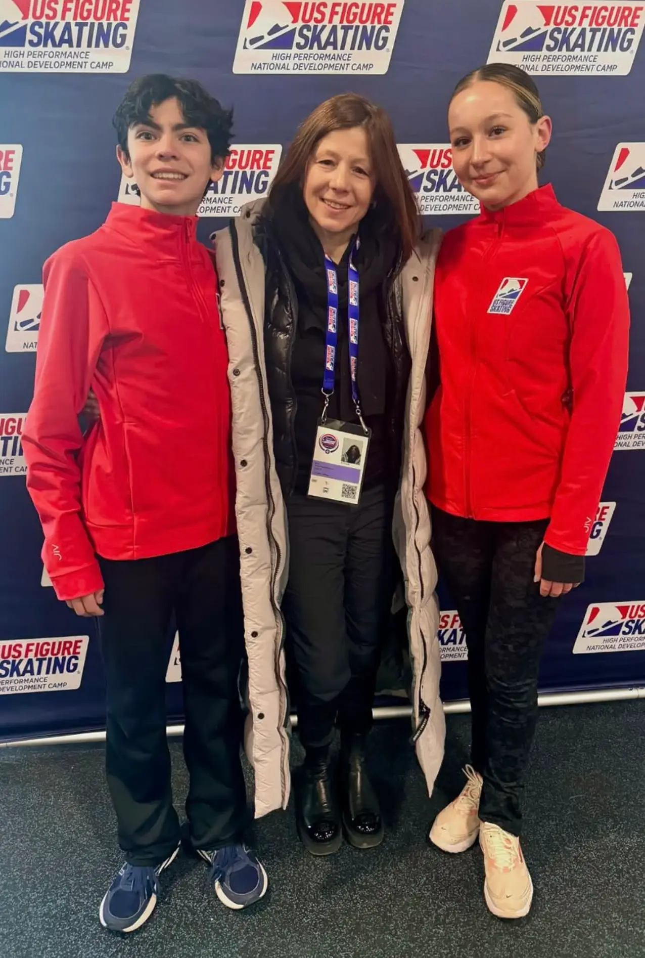 The figure skater pictured with Everly and another student in Kansas (Instagram/@innasskaters)