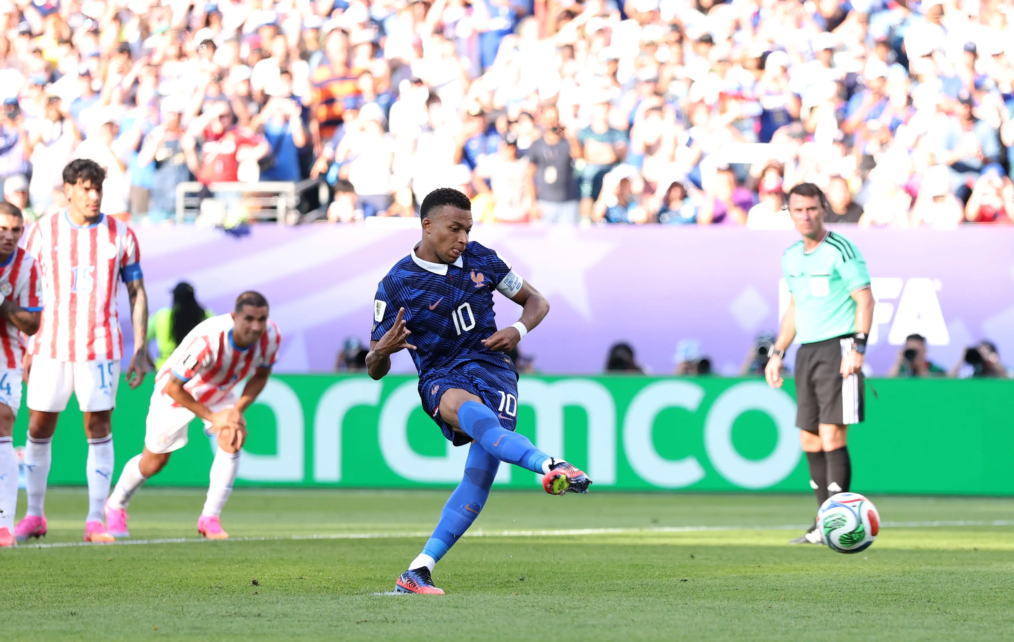 Mbappe secured France's win to send home Paraguay with a penalty. (Dan Mullan/Getty Images)