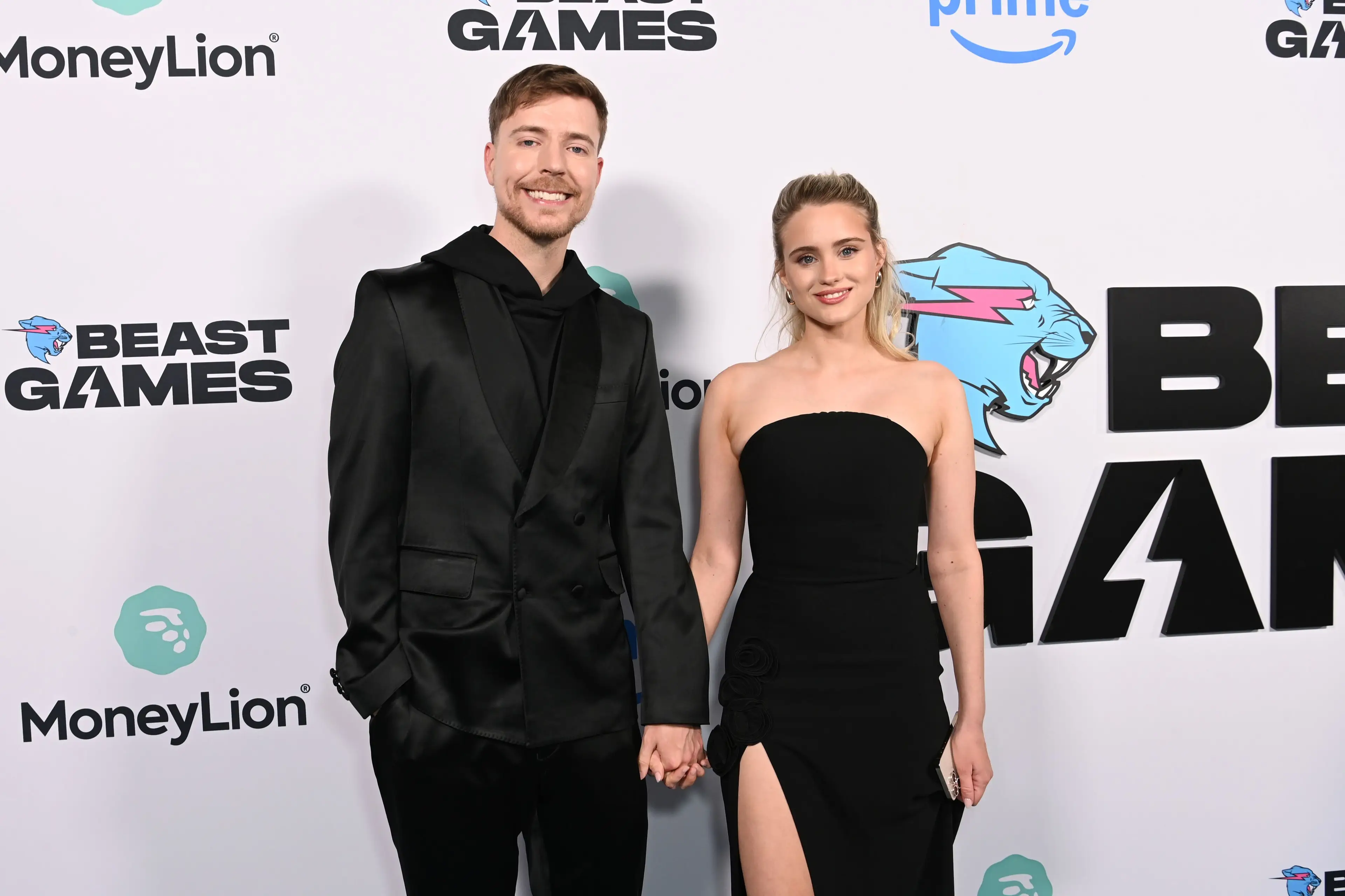 MrBeast and his fiancée, Thea Booysen (Jon Kopaloff/Getty Images for Prime Video)