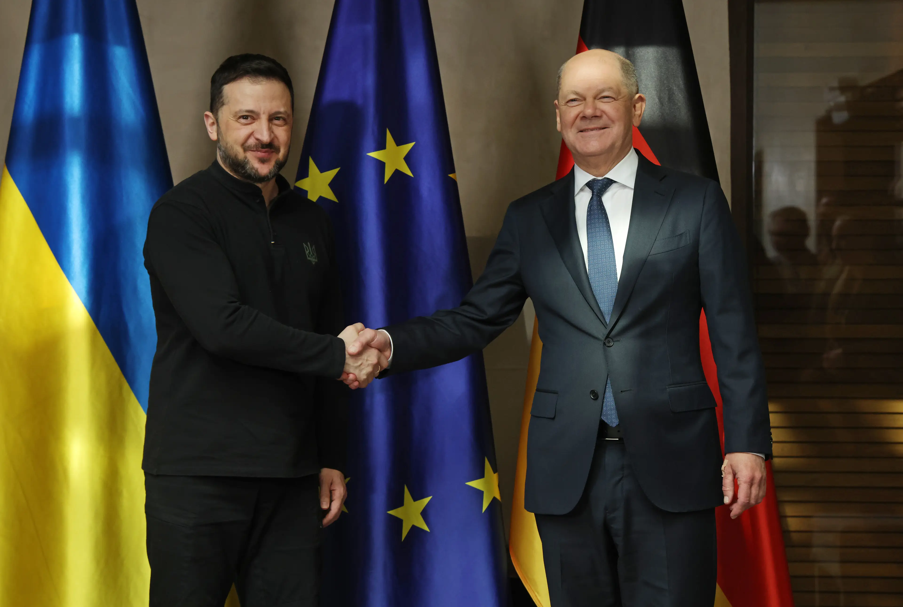 The Germany Chancellor offered his country's 'unwavering support' to Zelenskyy (Sean Gallup/Getty Images)