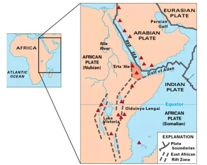 The East African Rift is being pulled apart (USGS)