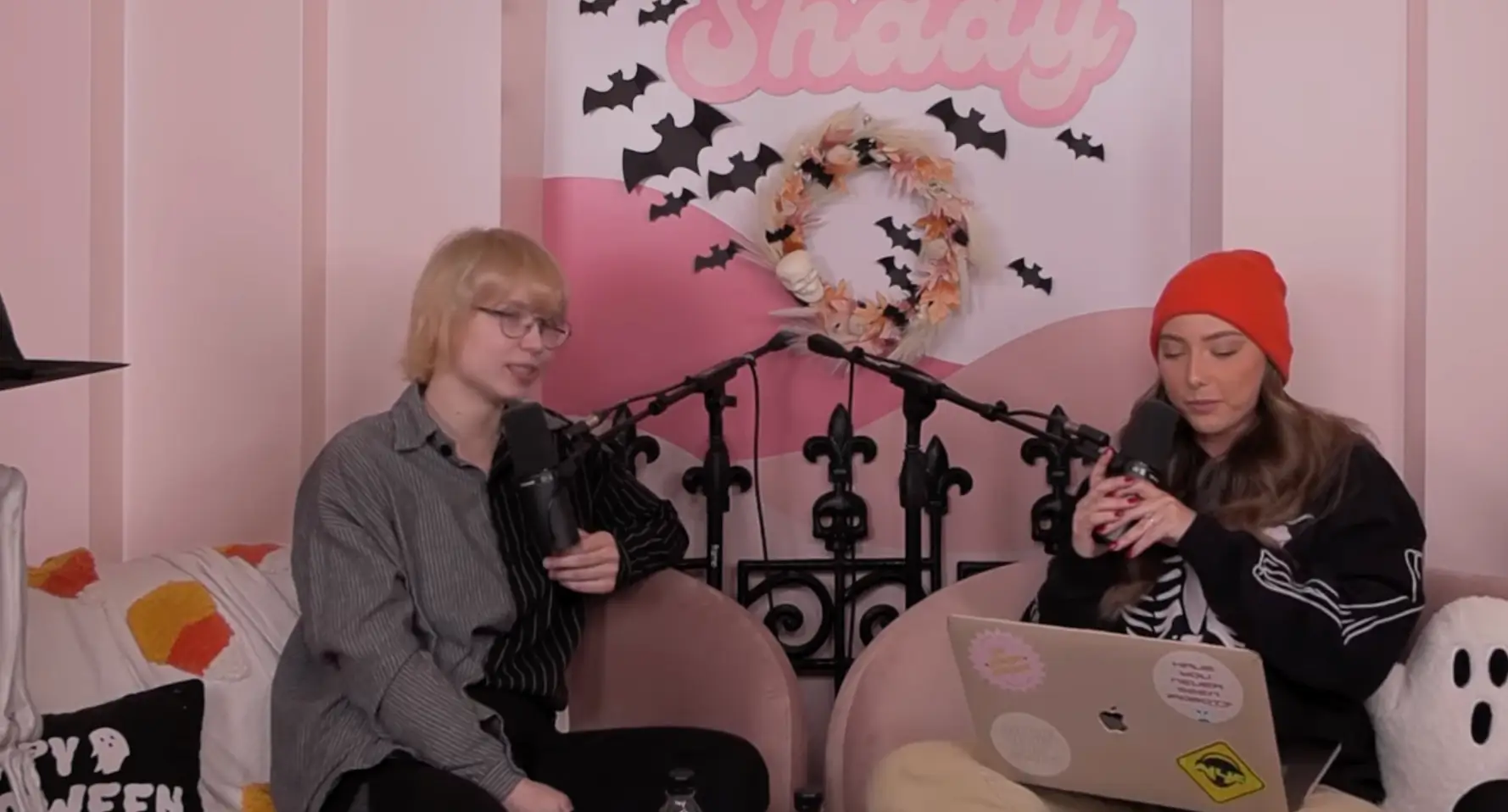 Hailie and Stevie chatting on the podcast.