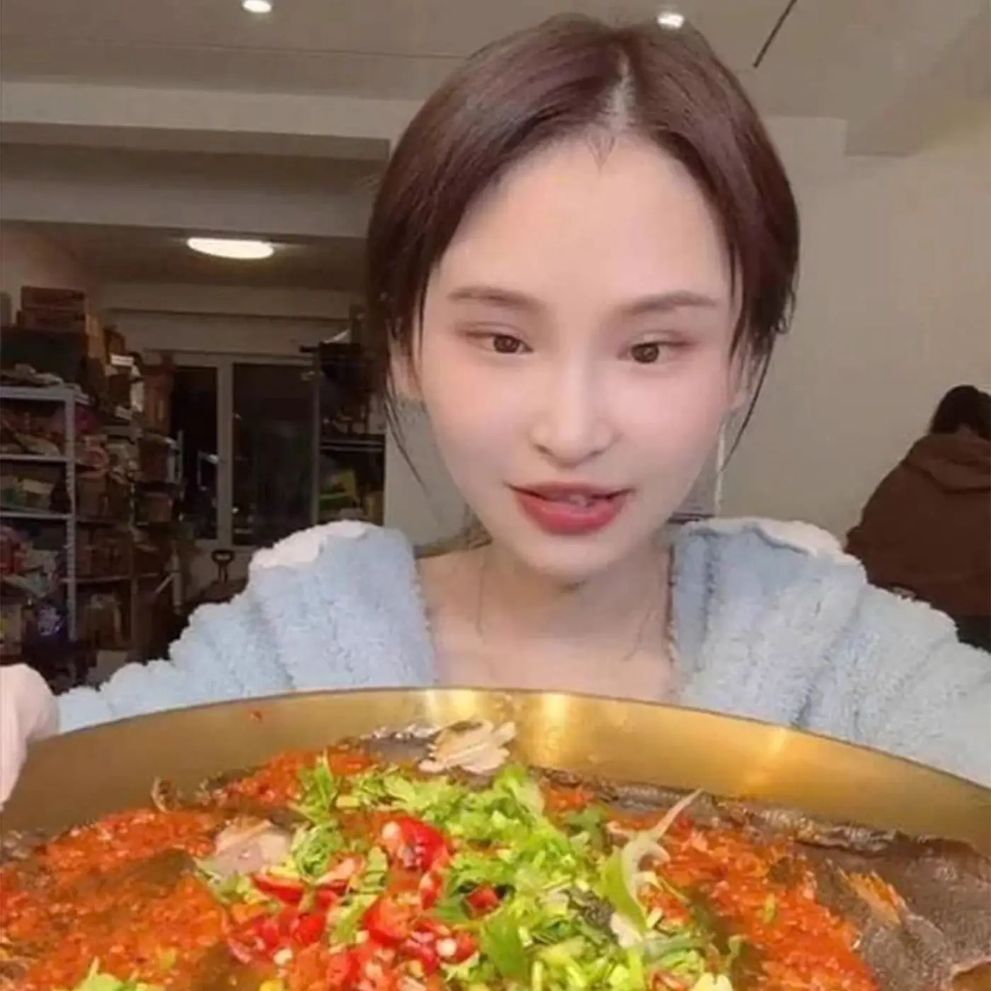 The 24-year-old has previously spoken about the pressure to eat excessive amounts of food in videos (Ganfan Yingying via Kuaishou)