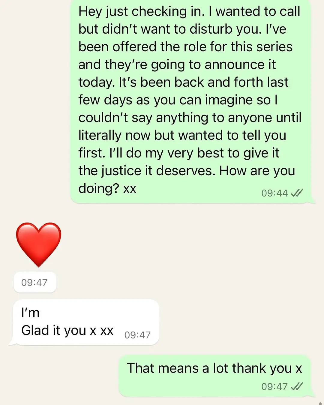 Whitmore revealed her final messages from Flack (Instagram/@thewhitmore)