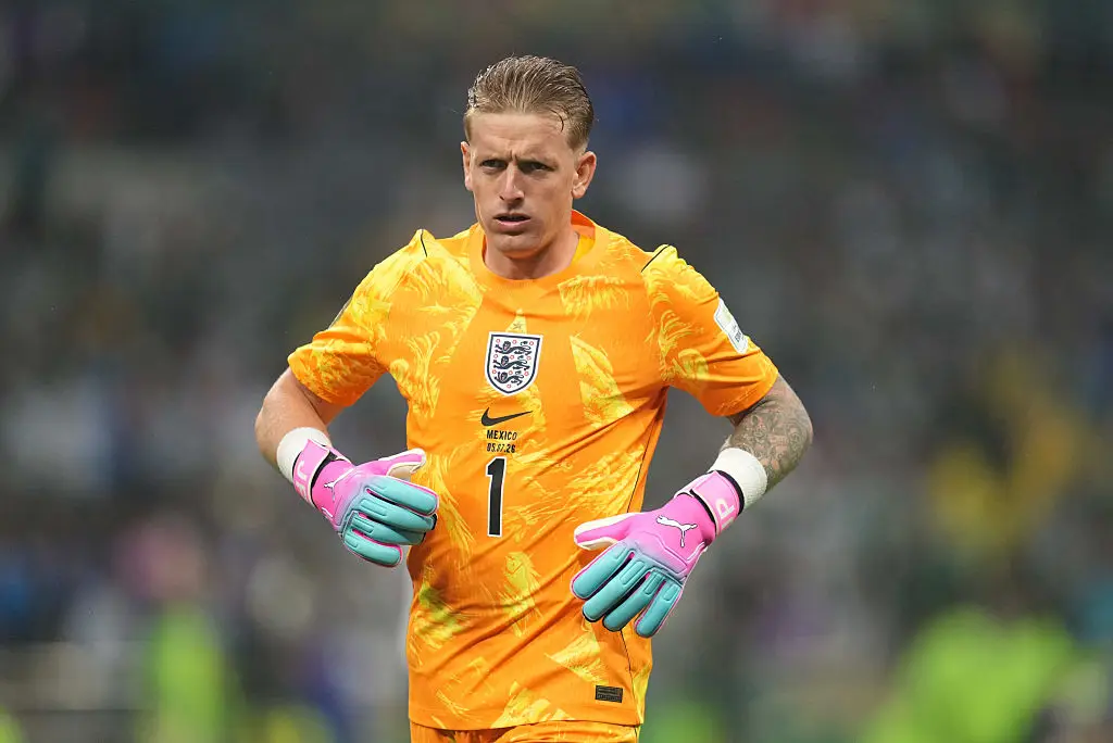Jordan Pickford in action against Mexico (Ulrik Pedersen/NurPhoto via Getty Images)