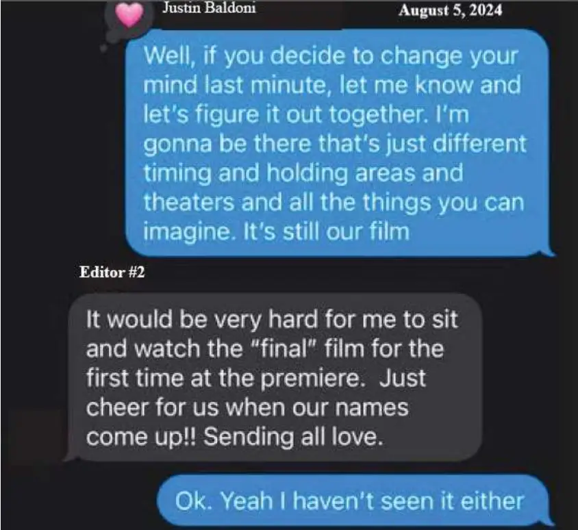 Baldoni was allegedly kept away from Lively at the film's premiere