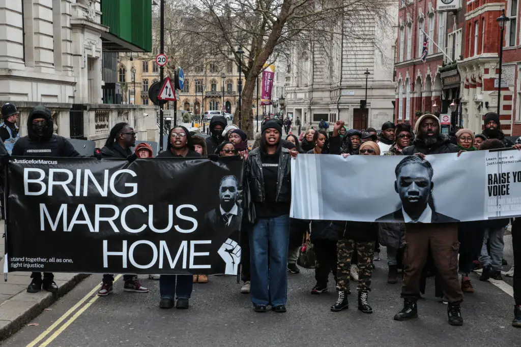 Demonstrations called for Marcus' release from Dubai and his return to the UK (Thabo Jaiyesimi/SOPA Images/LightRocket via Getty Images)