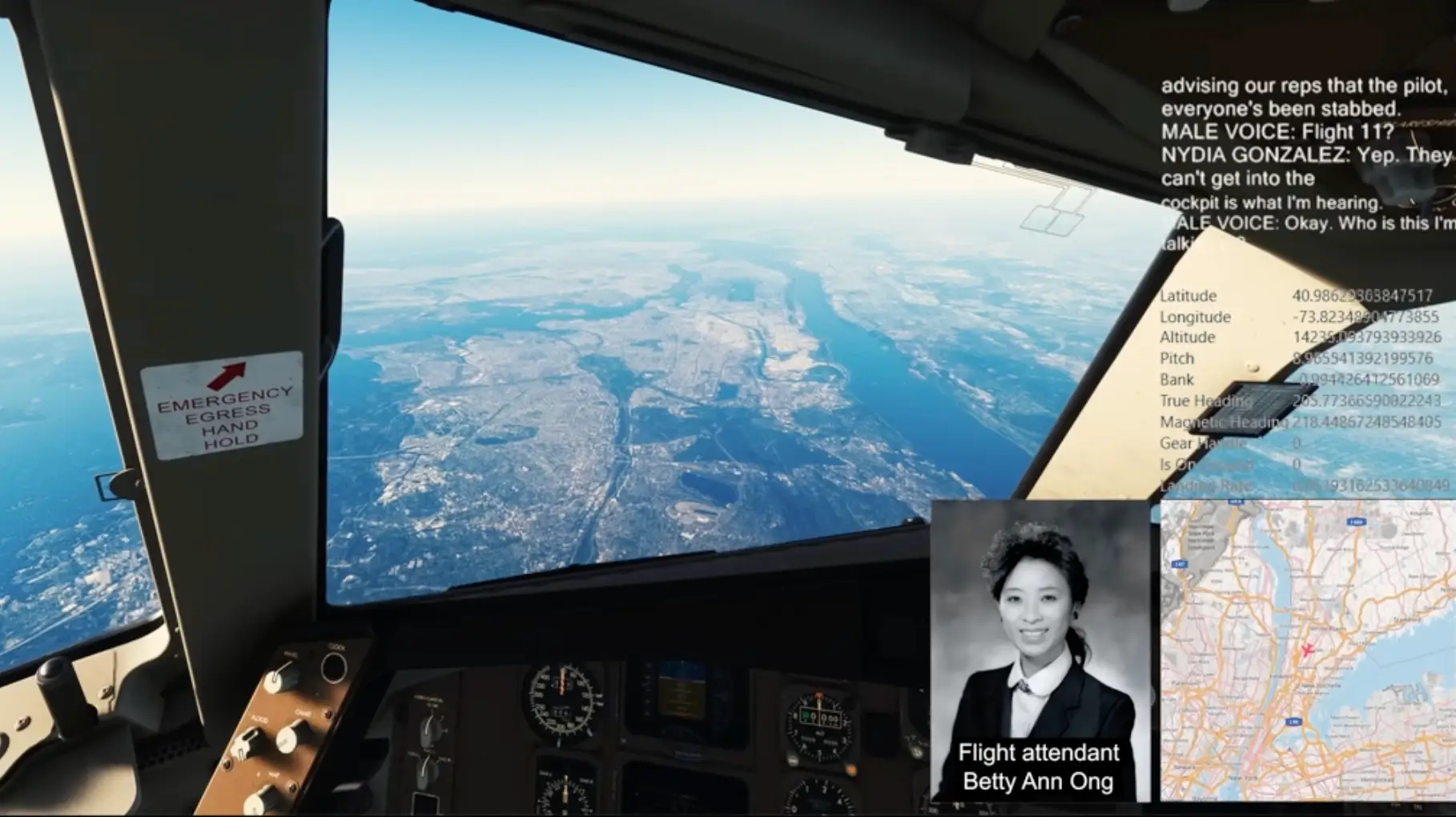 The reconstruction shows the aircraft descending (Wright Sim / YouTube)