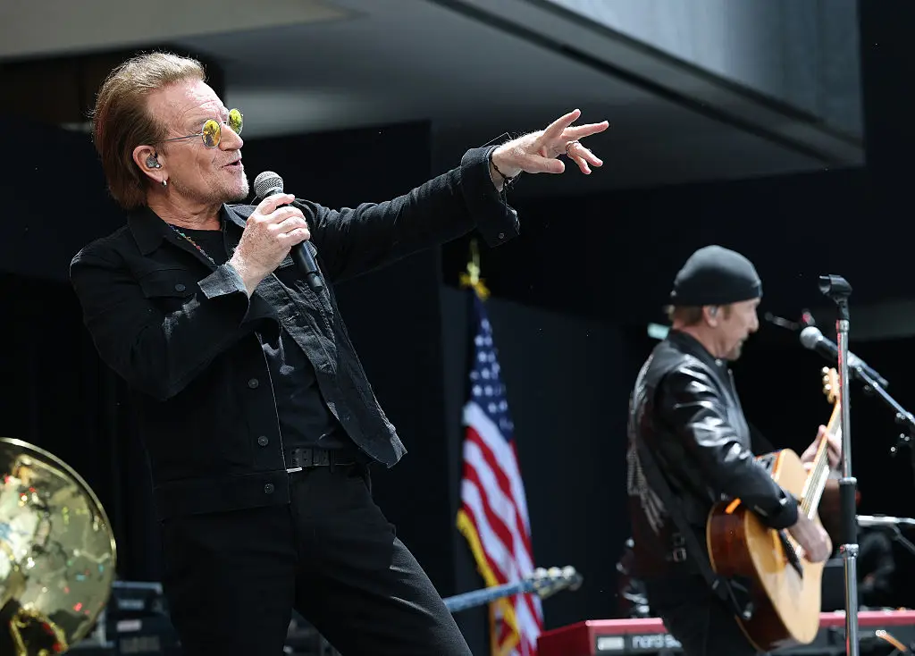 U2 performed during the dedication ceremony for the opening of the Barack Obama Presidential Center in Chicago on June 18, 2026. (Win McNamee/Getty Images)
